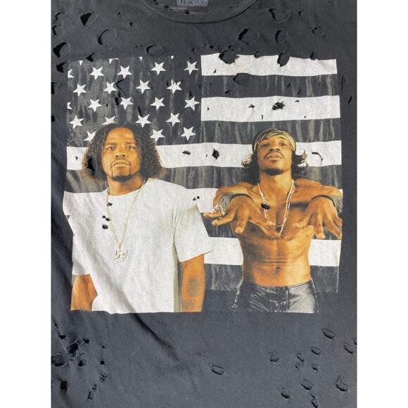 OutKast Graphic T-Shirt Distressed Ripped Black Tee M - Picture 5 of 6